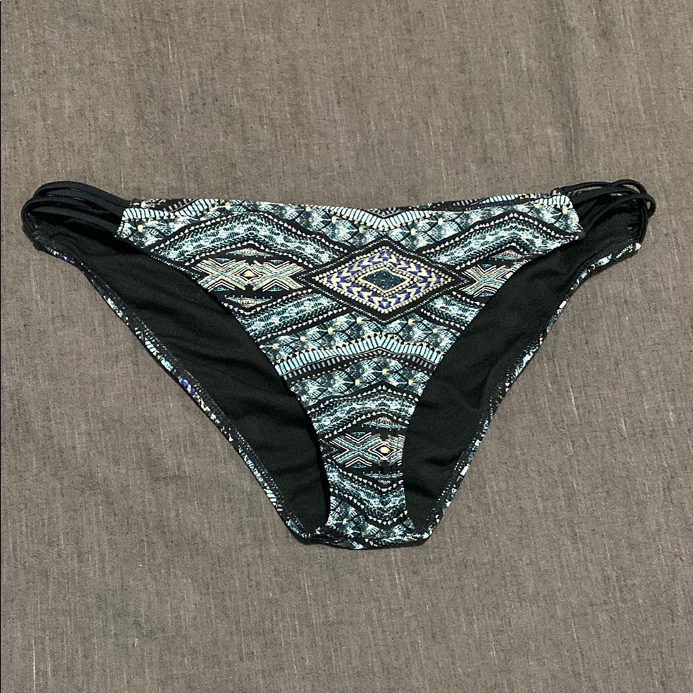 Ambrielle Black and Blue Geometric Bikini